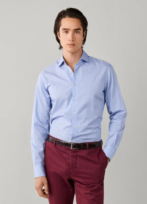 Blue striped cotton classic fit shirt Hackett - HM3010863/803