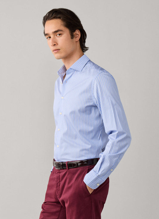 Blue striped cotton classic fit shirt Hackett - HM3010863/803