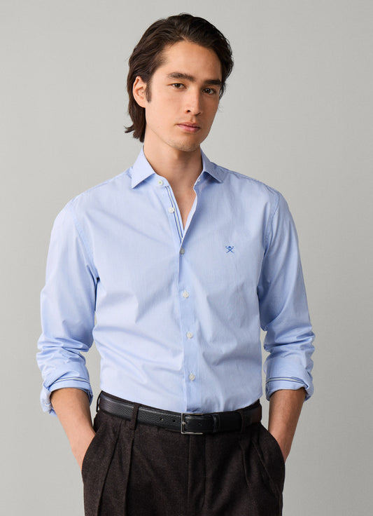 Blauw gestreept katoenen overhemd classic fit Hackett - HM3010866/596