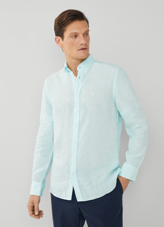 Aqua linnen slim fit shirt Hackett - HM309743/5MK