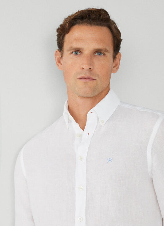 White linnen slim fit shirt Hackett - HM309743/800