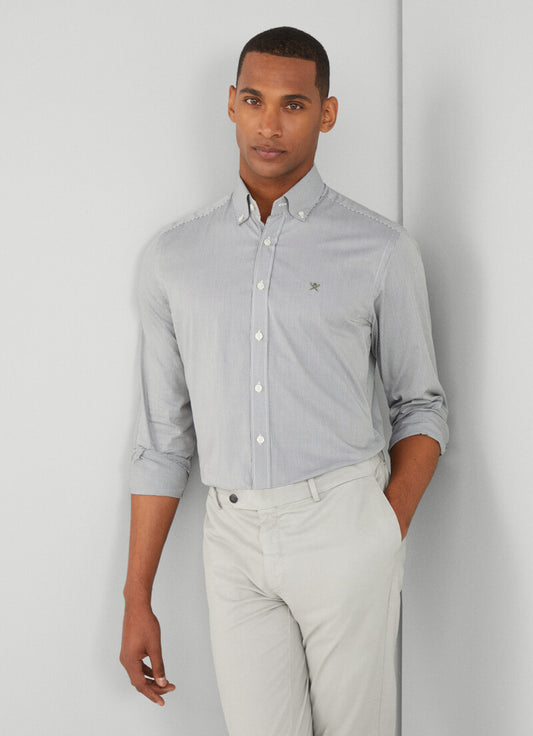 Groen geruite katoenen slim fit overhemd Hackett - HM309774/665