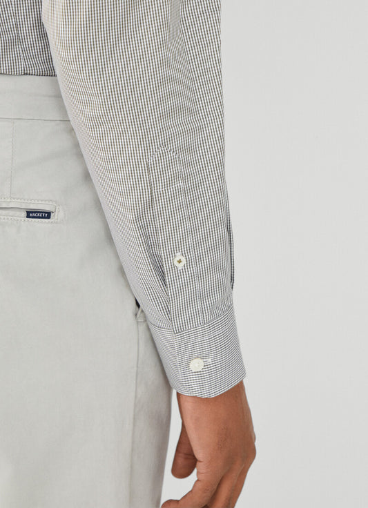 Groen geruite katoenen slim fit overhemd Hackett - HM309774/665