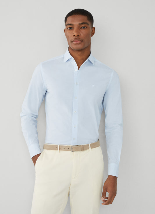 Light blue cotton stretch slim fit shirt Hackett - HM309822/513