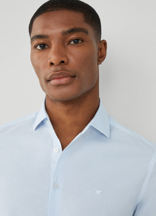  Lichtblauw katoenen stretch slim fit overhemd Hackett - HM309822/513 