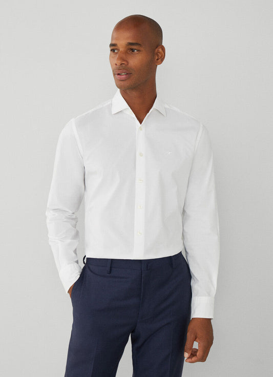 Wit katoenen stretch slim fit overhemd Hackett - HM309822/800