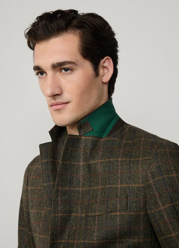 Green checkered woolen slim fit jacket Hackett - HM4400053/781