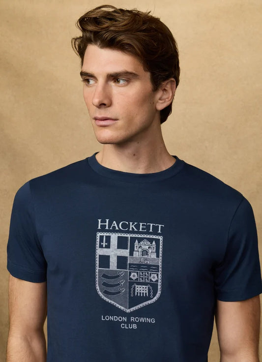 Navy cotton T-shirt with logo Hackett - HM5000083/584