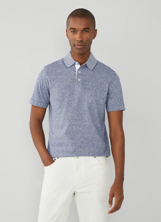 Blue cotton linnen regular fit polo Hackett - HM563254/548