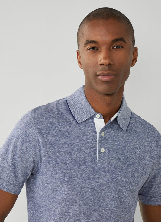  Blauw katoenen linnen regular fit polo Hackett - HM563254/548 