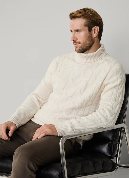 Offwhite cable turtleneck pullover Hackett - HM700046/803