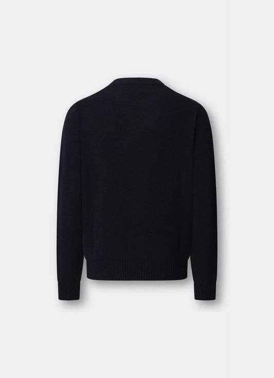 Navy argyle woolen crew neck pullover Hackett - HM700060/595