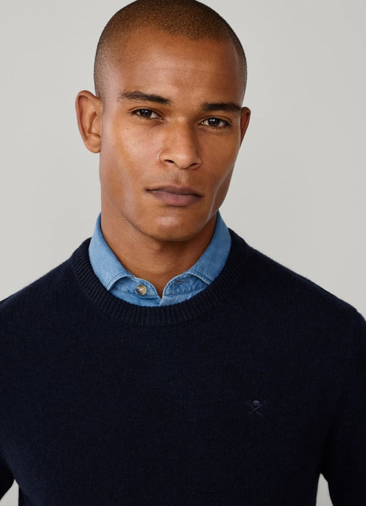 Navy woolen crew neck pullover Hackett - HM7000075/582