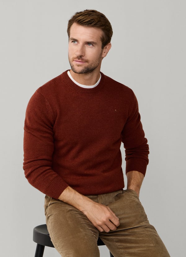 Burgundy woolen crew neck pullover Hackett - HM7000075/879