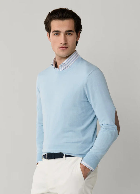 Light blue cotton cashmere crew neck pullover Hackett - HM7000176/502