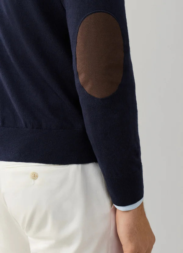 Navy katoenen kasjmier trui met ritsje Hackett - HM7000183/584