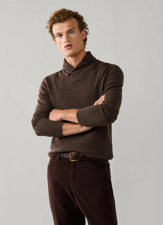 Dark brown shawl pullover Hackett - HM7000246/877