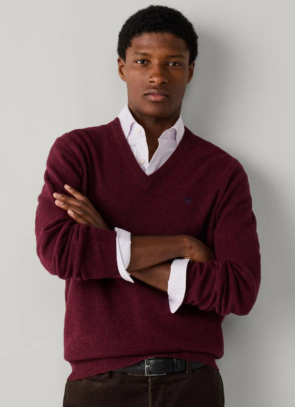 Dark green woolen V-neck pullover Hackett - HM7000289/781