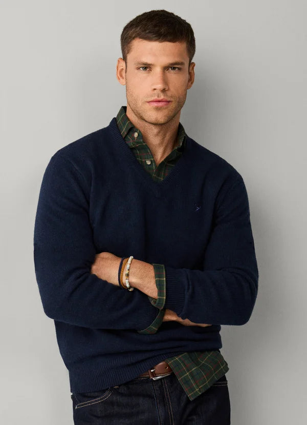 Dark green woolen V-neck pullover Hackett - HM7000289/781