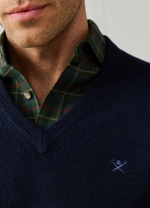 Dark green woolen V-neck pullover Hackett - HM7000289/781