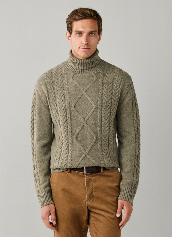 Green cable turtleneck pullover Hackett - HM7000289/788