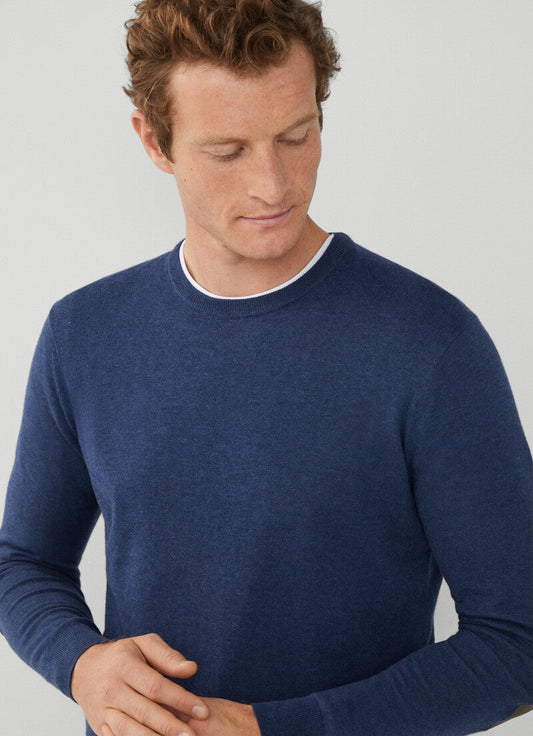 Navy cotton cashmere crew neck pullover Hackett - HM703085/595