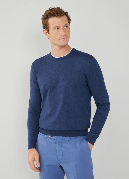 Navy cotton cashmere crew neck pullover Hackett - HM703085/595
