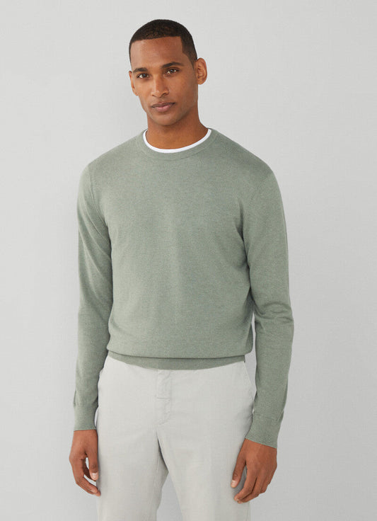 Green cotton cashmere crew neck pullover Hackett - HM703085/703