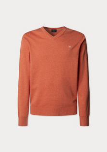 Coral cotton silk V-neck pullover Hackett - HM703313/179