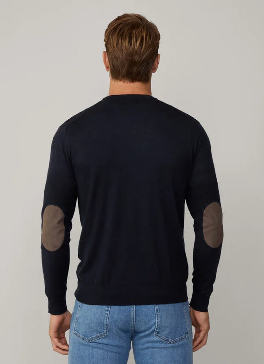 Navy cotton cashmere crew neck pullover Hackett - HM703314/582