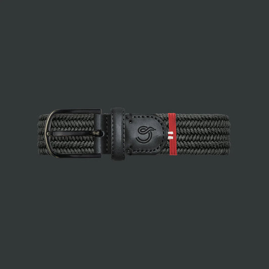 Black waxed cotton elastic woven belt La Boucle - Lombardia