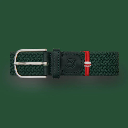 Dark green cotton elastic woven belt La Boucle - Megeve