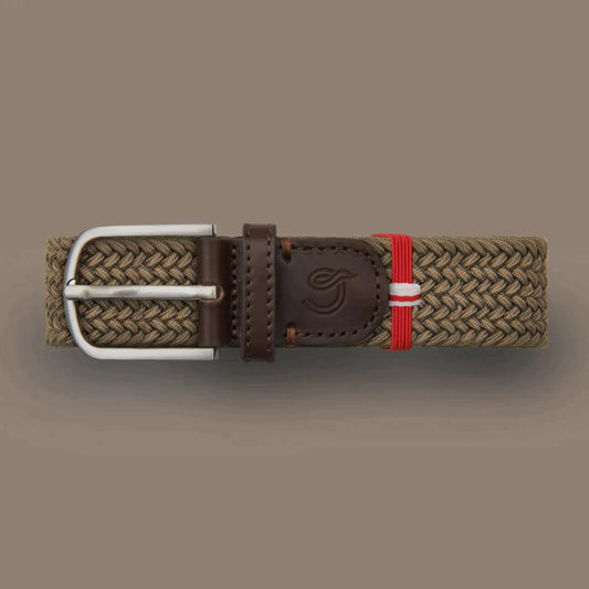 Taupe cotton elastic woven belt La Boucle - 100545 Verbier