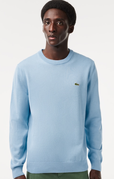 Light blue cotton crew neck pullover Lacoste - AH1985/HBP