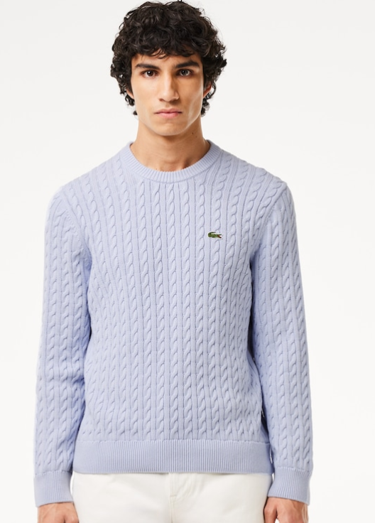 Lavender cotton cable crew neck pullover Lacoste - AH7627/IT6