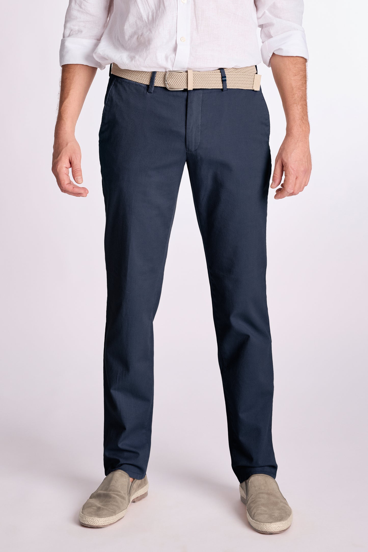 Navy katoenen gestructureerde regular fit broek Zilton - Magnus-P 28/942