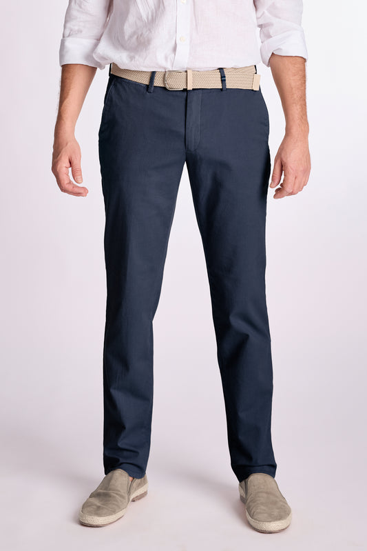 Navy katoenen gestructureerde regular fit broek Zilton - Magnus-P 28/942