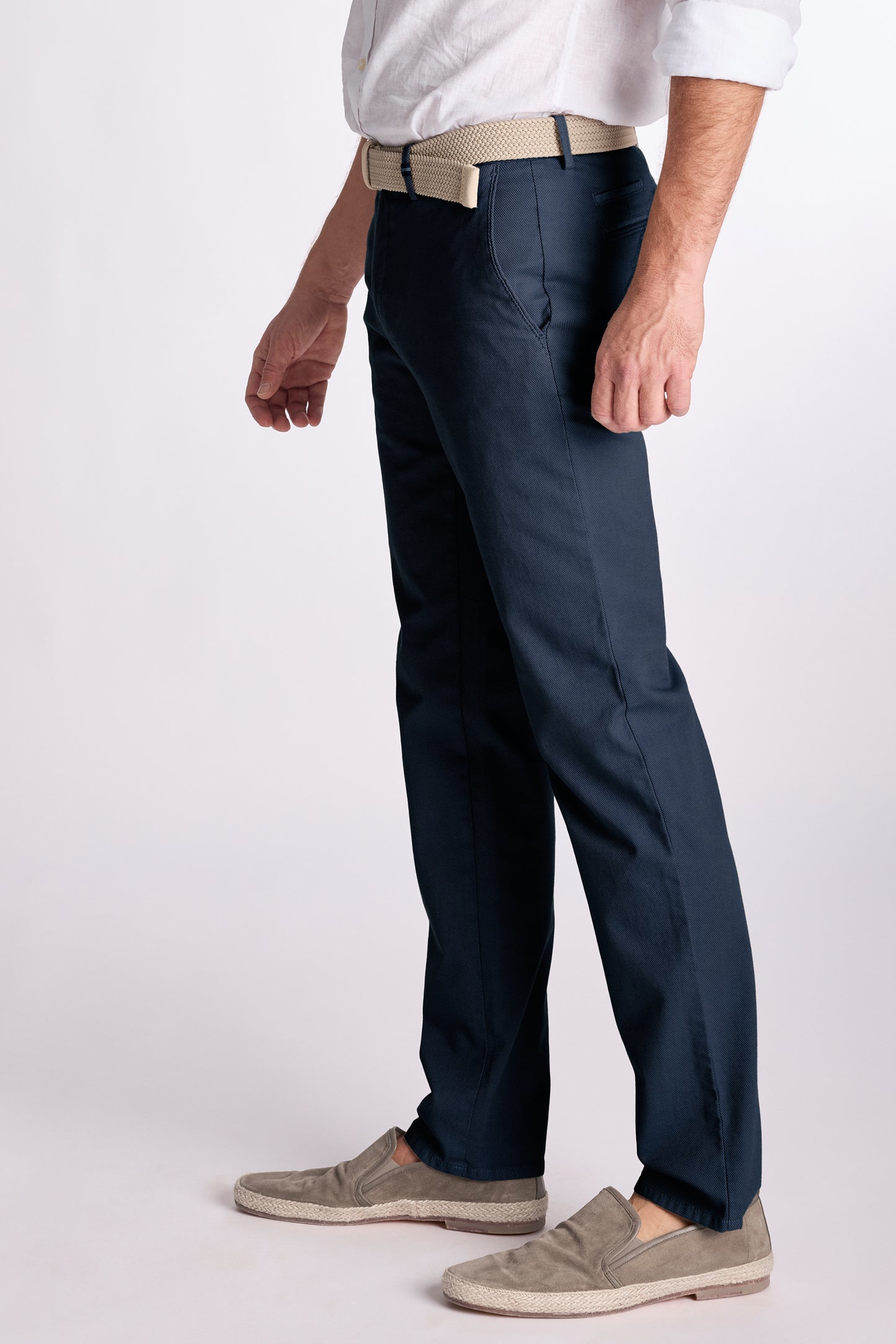 Navy katoenen gestructureerde regular fit broek Zilton - Magnus-P 28/942