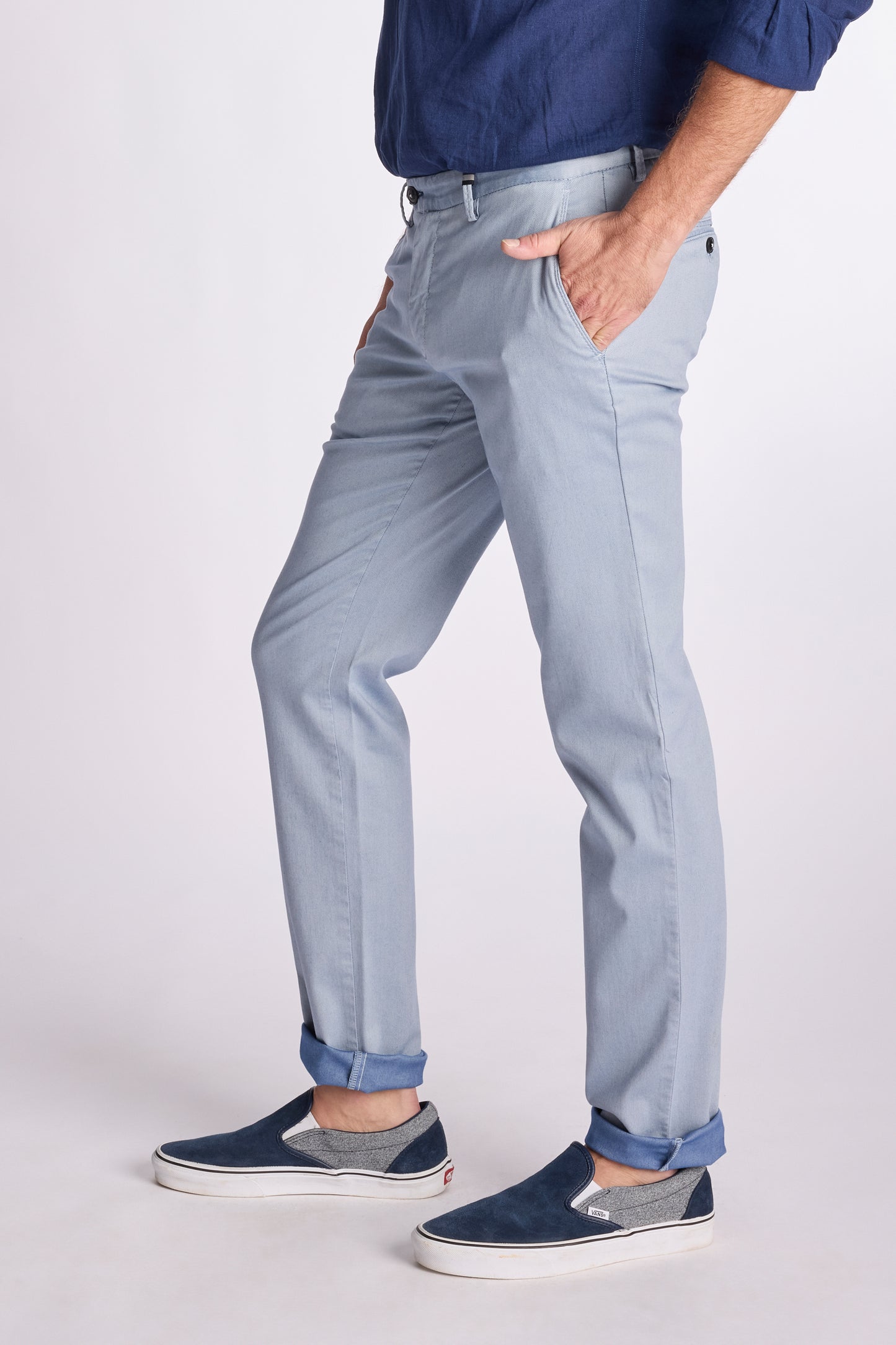 Lichtblauwe katoenen regular fit broek Zilton - Magnus-P 40/140