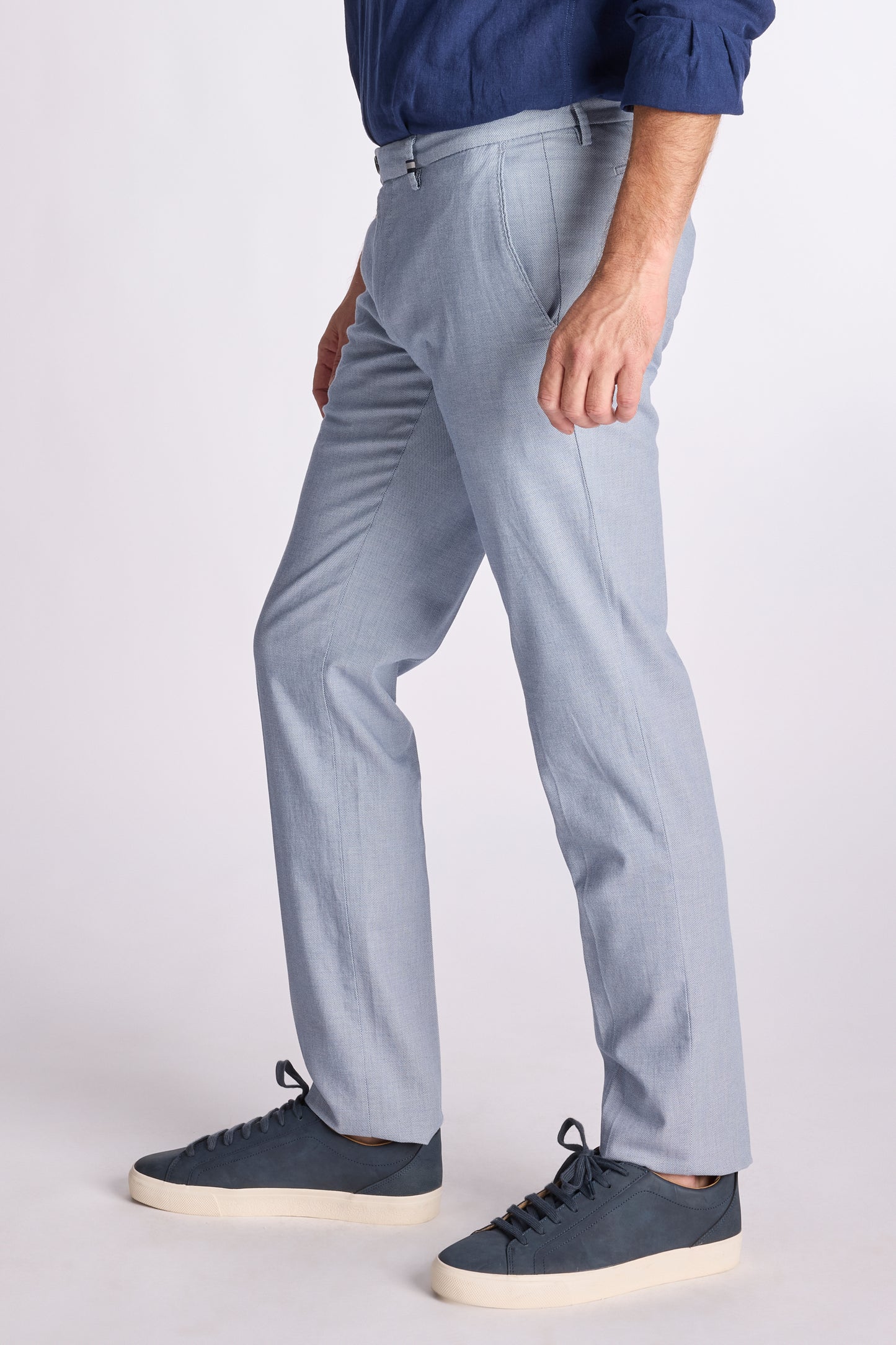 Light blue structured cotton regular fit trousers Zilton - Magnus 55/301