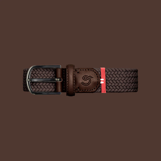 Dark brown elastic woven belt La Boucle - Mayfair