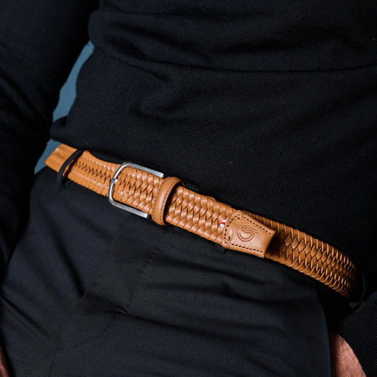 camel leren elastische riem La Boucle - Napoli