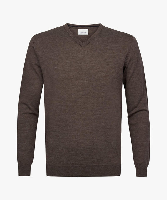 Taupe woolen V-neck pullover Profuomo - PP2J00006A-E