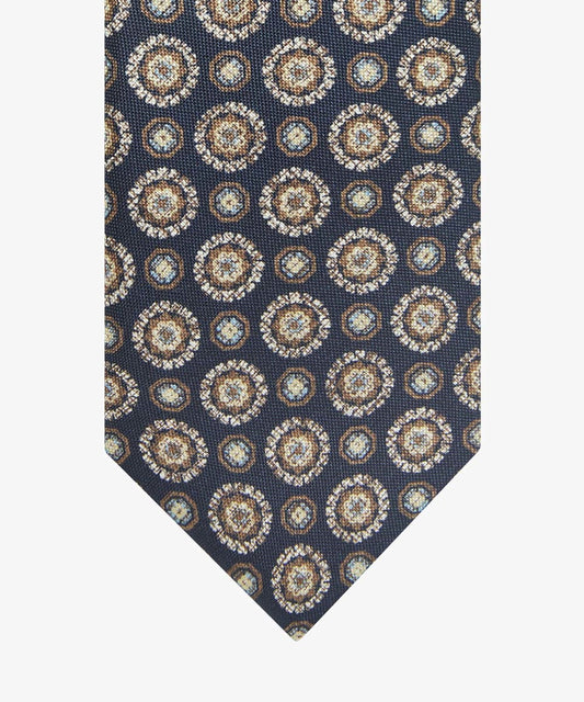 Navy silk tie with print Profuomo - PPUA30011B