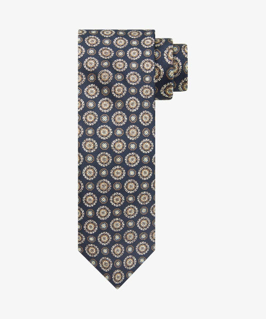 Navy silk tie with print Profuomo - PPUA30011B