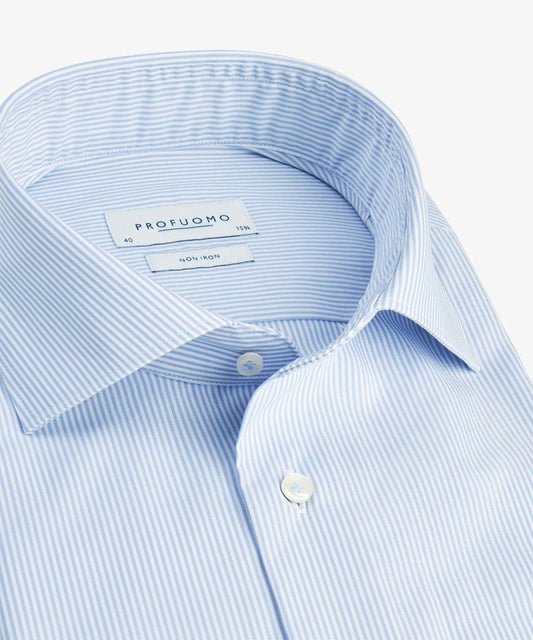 Light blue striped cotton slim fit shirt Profuomo - PPUH30003A