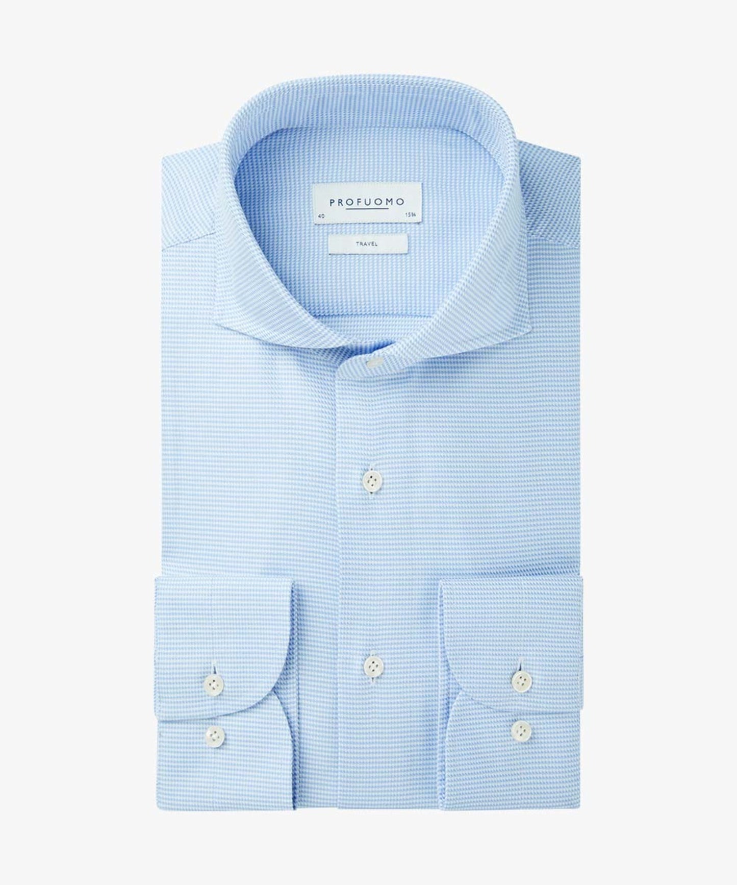 Blue structured cotton slim fit shirt Profuomo - PPUH30022A