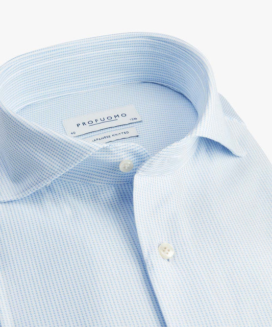 Light blue structured Japanese knitted slim fit shirt Profuomo - PPUH30052A