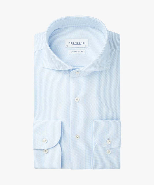 Light blue structured Japanese knitted slim fit shirt Profuomo - PPUH30052A