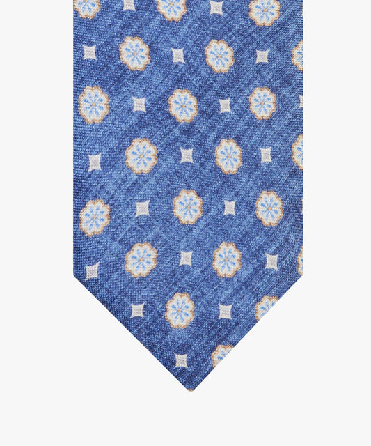 Navy silk tie with print Profuomo - PPVA10031A